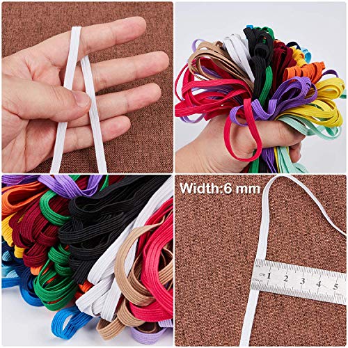 Latocos 16 Piezas Cordón Elástico Colorido 6mm Cintas Elásticas Plano Goma Elastica Bandas Cuerda para Costura Diy Manualidades Ropa