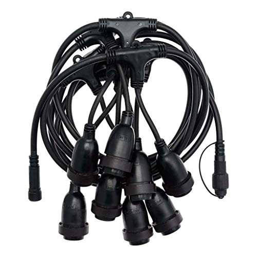 LEDKIA LIGHTING Guirnalda Waterproof IP65 con 8 Portalámparas E27 Casquillo Gordo 5.5m Negro Negro