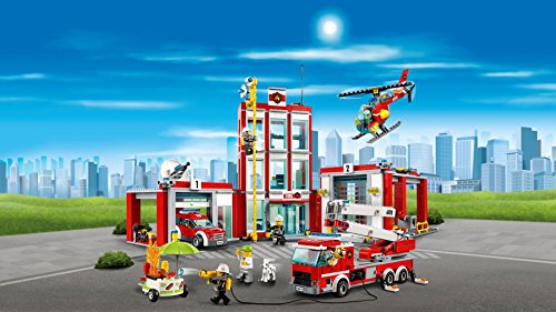 LEGO CITY - Estación de Bomberos, Juguete de Construcción, Incluye Camión, Helicóptero y Coche (60110)