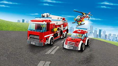 LEGO CITY - Estación de Bomberos, Juguete de Construcción, Incluye Camión, Helicóptero y Coche (60110)