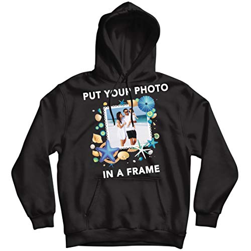 lepni.me Sudadera con Capucha Los Recuerdos de Las Vacaciones Verano Personalizados Enmarcan la Foto de Sus Vacaciones Aquí (XX-Large Negro Multicolor)