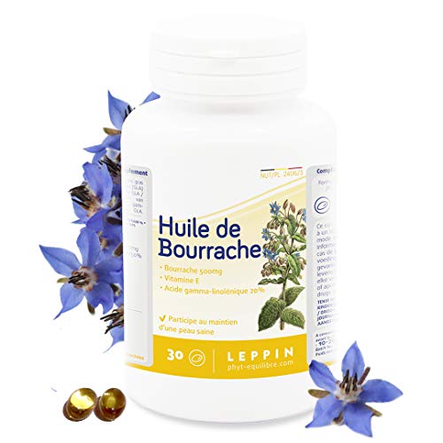 Leppin – Aceite de Borago 500 mg + Vit E 30 Cápsulas aceites ( – Equilibrio de la piel – Suplemento naturales