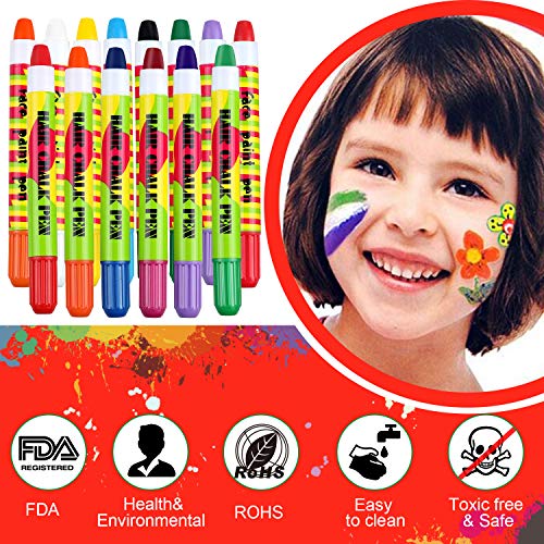 Lictin Pintura de Cara para Niños-Pintura Facial de 8 Colores, 6 Tintes para Cabello, 2 Purpurinas, 1 Pegatinas de Tatuaje, 2 Plantillas, 3 Tocado de Mariposa y Otro, Perfecto para Navidad y Halloween