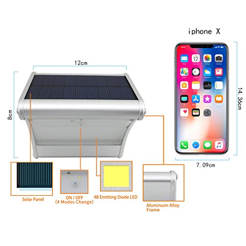 Licwshi 450lm La Luz Solar 24 LED de Aleación de Aluminio, Impermeable al Aire Libre, Radar de Sensores de Movimiento, Aplicable en el Porche, el Jardín, el Patio, el Garaje (2 Pack)