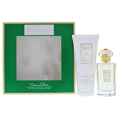 Live In Love de Oscar de la Renta para mujeres, set de regalo de 2 piezas 3.4 oz EDP Spray, 6.7oz loción corporal