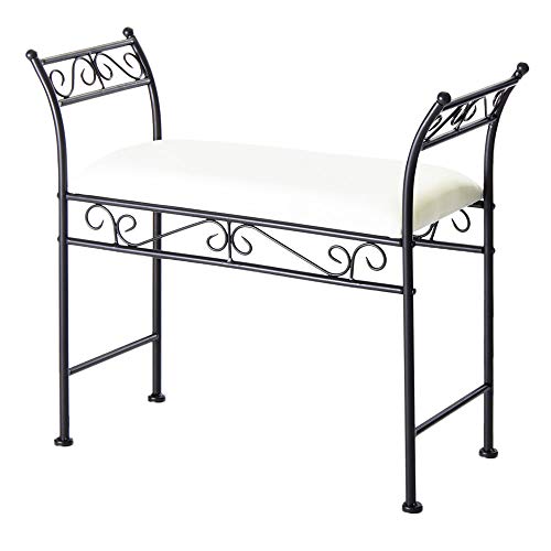 LOLAhome Banqueta pie de Cama Negra de Metal para Dormitorio (Negro Arabia)