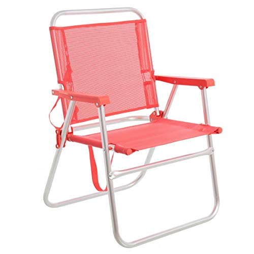 LOLAhome Silla de Playa Plegable Fija de Aluminio y textileno (Coral)