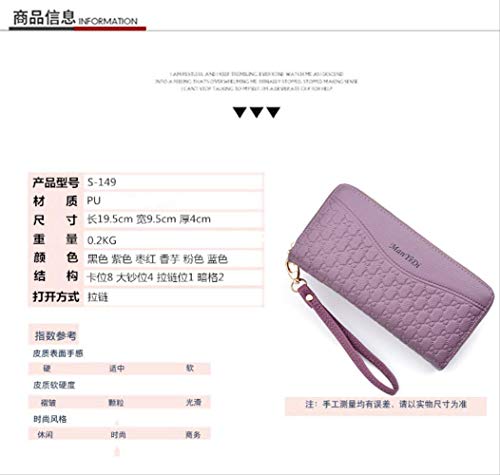 longer Cartera para Mujer Protección RFID Larga Cremallera Doble Cartera Multifunción Bolsillo para Múltiples Tarjetas Billetera De Gran Capacidad De Doble Capa De Cuero Suave para Mujer