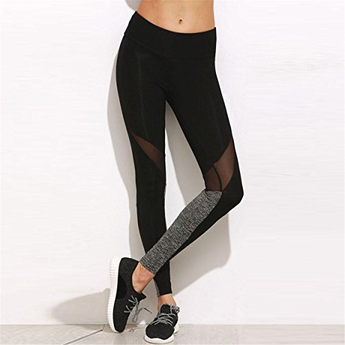 Longra Hey! Leggings Deportivos de Malla para Mujer, Pantalones de Yoga Slim - Sólido Color - Elástico Pretina Pantalones (Negro, S【Agregue un tamaño para Comprar】)