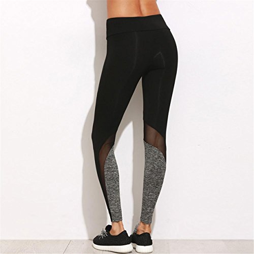 Longra Hey! Leggings Deportivos de Malla para Mujer, Pantalones de Yoga Slim - Sólido Color - Elástico Pretina Pantalones (Negro, S【Agregue un tamaño para Comprar】)