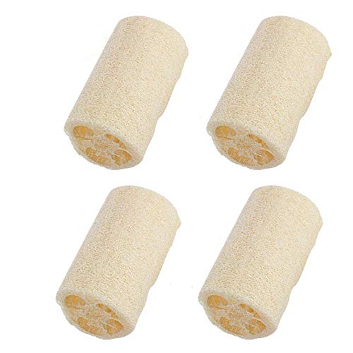 Loofah Natural,4 PCS Esponja de Luffa Luffa Nature Exfoliante Loofah Spa para Baño para Ducha Corporal Limpieza de Cocina Depurador