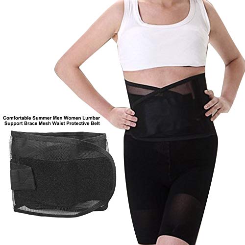 loonBonnie Respirable Cómodo Verano Hombres Mujeres Soporte Lumbar Brace Mesh Design 4 Aceros Cinturón Protector de Cintura de Soporte (Negro M)