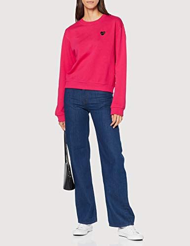 Love Moschino Heart Shaped Badge_Long Sleeve Sweatshirt Sudadera, (Fuchsia O18), 42 (Talla del Fabricante: 44) para Mujer