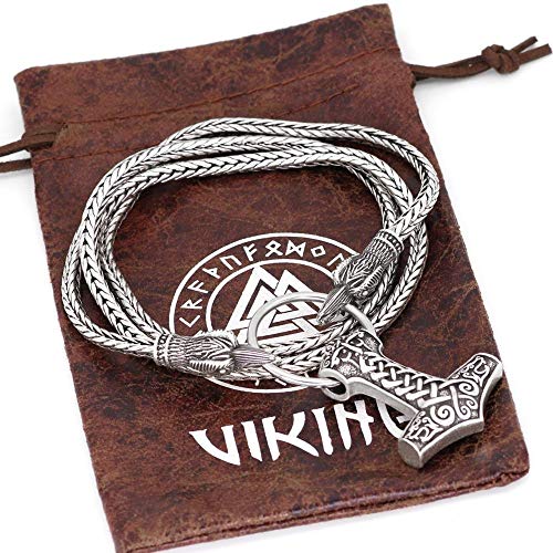 LSBXWL Nórdica de Viking Cuervo Cable Colgante Cuervos del Martillo Am Let Crow Cadena Collares de los Hombres de joyería (Color : 70CM, Size : VK19)