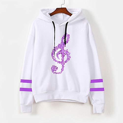 LUCKYCAT Notas Musicales para Mujer Sudadera con Capucha de Manga Larga Sudadera con Capucha Tops Blusa (Púrpura, Pequeña)