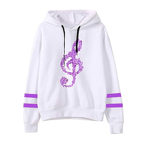 LUCKYCAT Notas Musicales para Mujer Sudadera con Capucha de Manga Larga Sudadera con Capucha Tops Blusa (Púrpura, Pequeña)