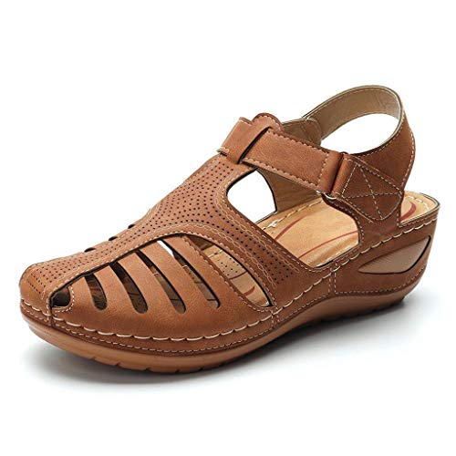 Luckycat Sandalias Punta Cerrada para Mujer Sandalias de Verano de Cuero Sandalias Planas Cómodos Sandalias Mujer de Cuero Planas Cómodos Casual Mocasines Loafers Moda Zapatos Plano Verano Sandalias