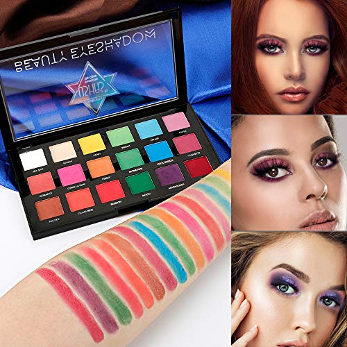 LUOLENG Paleta de sombra de ojos a prueba de agua con 18 colores, paleta de maquillaje de alta pigmentación con no floración para principiantes y maquilladores profesionales