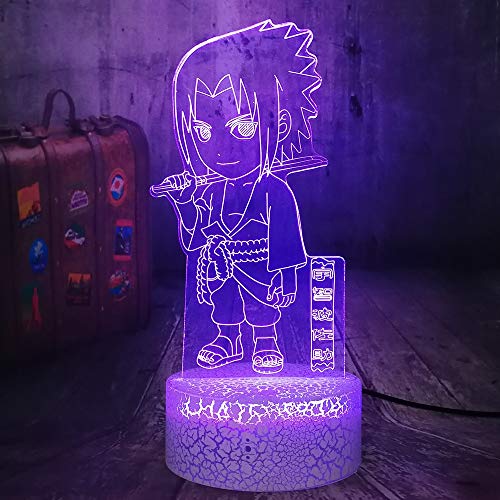 Luz de noche Uchiha Anime Naruto Uzumaki Naruto Iluminación 3D Equipo de liderazgo USB Sasaki Sasuke Dormitorio Luz de noche Halloween Regalo de Navidad