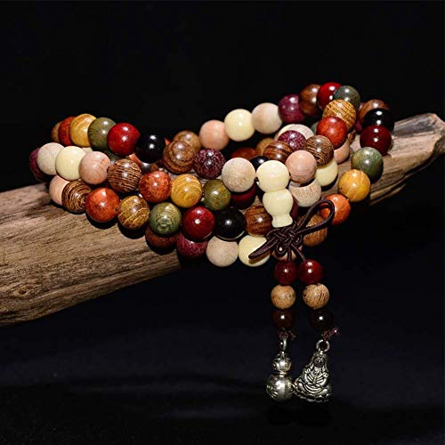 LXDDJsl - Pulsera de madera, 108 cuentas de colores naturales tibetanos para regalos (tamaño: 8 mm)