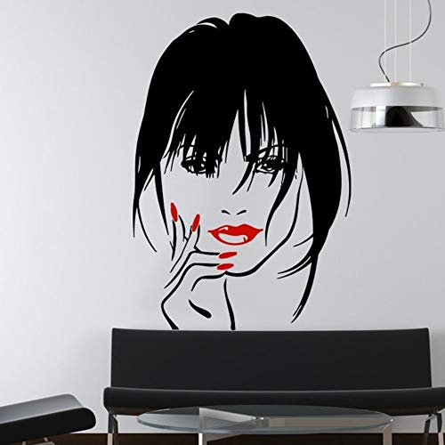 lyclff Cabello Salón De Belleza Etiqueta De La Pared Decoración para El Hogar Ojos Mujer Mujer Labios Cosmética Peluquería Etiqueta De Vinilo para Peluquería Decoración 57 * 80 Cm