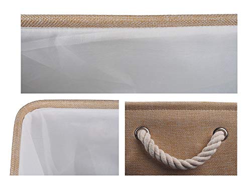 Mangata Caja de Almacenamiento de Tela, Cesta de Almacenamiento de Lona Engrosada Plegable con Asas de Cuerda para Ropa, Juguetes (Beige, Xxlarge)