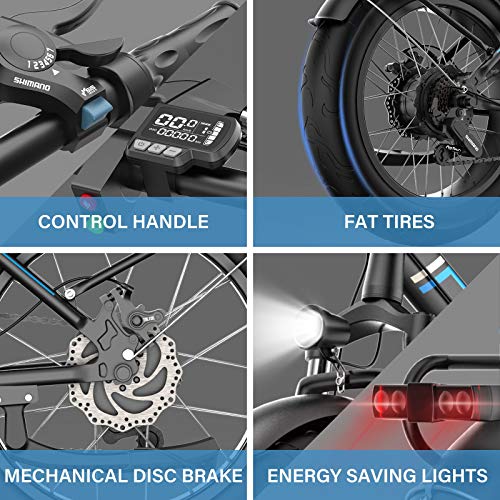 MARTES Bicicleta eléctrica plegable Fat Tire 20 4" con 48V 500W 15Ah Batería de iones de litio, City Mountain Bicycle Booster 100-120KM