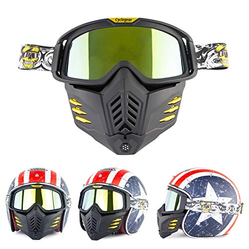 Máscara de casco Jet o Motocross - Universal – Máscara para moto - Gafas de protección – Resistente al viento, anti vaho talla única Lente Dorata