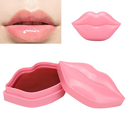 Máscara de labios de colágeno rosa de 20 piezas, máscaras de engrosamiento de labios, parche de gel, cuidado de los labios, mascarilla exfoliante de belleza para hidratar los labios, pink, antiarrugas