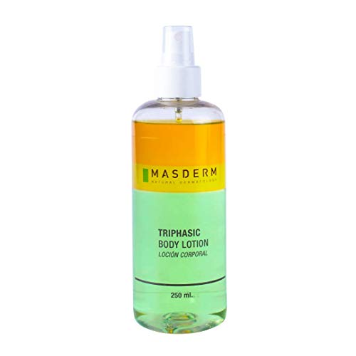 MASDERM | Loción Corporal Trifásica Hidratante | Suavidad ElasticidadRegeneración celular/Vitamina E Aloe Vera Rosa mosqueta Aceite de Argán Aceite esencial de limón | 250ml