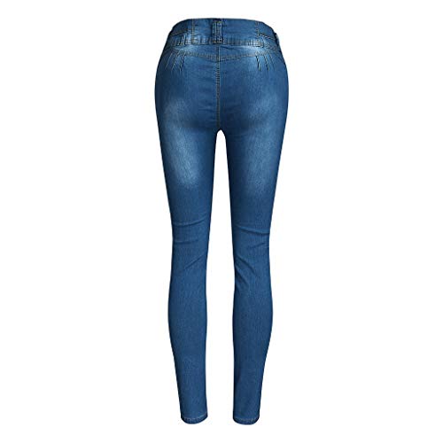 MEIbax Leggings Vaqueros Pantalones para Mujeres de Cintura Alta Ajustados Tallas Grandes Push up de Mezclilla Delgado Bolsillos Leggins Jeans Skinny Mallas elásticas Leotardos (M, Azul Oscuro A)