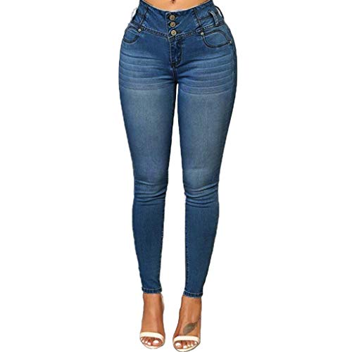 MEIbax Leggings Vaqueros Pantalones para Mujeres de Cintura Alta Ajustados Tallas Grandes Push up de Mezclilla Delgado Bolsillos Leggins Jeans Skinny Mallas elásticas Leotardos (M, Azul Oscuro A)