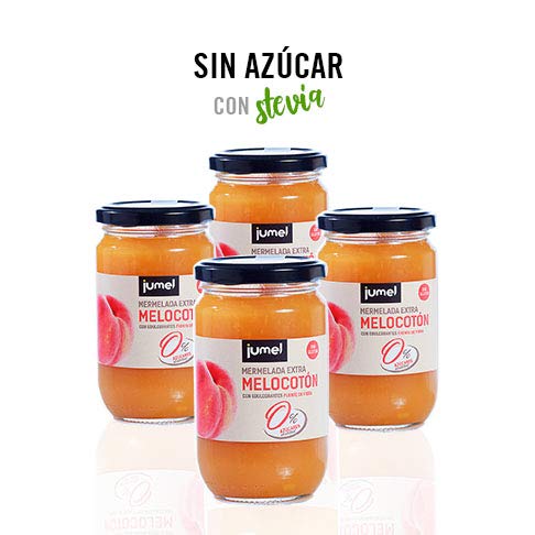 Mermelada sin azúcar Extra Melocotón Jumel. Mermelada con Stevia. Mermelada gourmet, tu desayuno o merienda más saludable, con todo el sabor. Pack de 4 unidades (1,49 €/u).