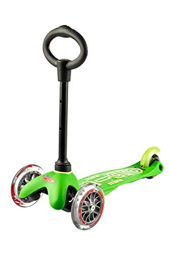 Micro® Mini 3en1 Deluxe Plus. Patinete evolutivo 3 Ruedas, 1,5 - 5 años, Manillar Regulable 48-68cm, Asiento de Aprendizaje. (Verde)