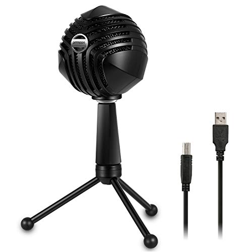 Micrófono de Condensador USB, ammoon Micrófono de PC con Cable MIC con Sobremesa Mini Trípode Soporte para PC Ordenador Portátil