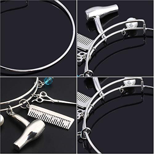 MILISTEN Pulseras de Brazalete Expandibles Brazaletes de Alambre Secador de Pelo Peine Pulsera de Tijera Brazaletes de Peluquería para Regalos de Peluquería