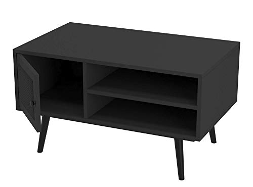 Miroytengo Mesa Centro Salon Comedor Estilo Industrial Color Negro Mate 1 Puerta 2 Huecos 45x80x48 cm