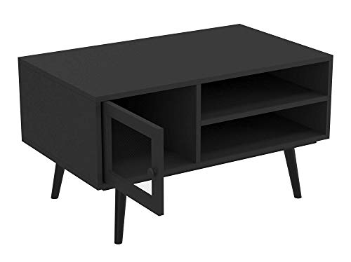 Miroytengo Mesa Centro Salon Comedor Estilo Industrial Color Negro Mate 1 Puerta 2 Huecos 45x80x48 cm