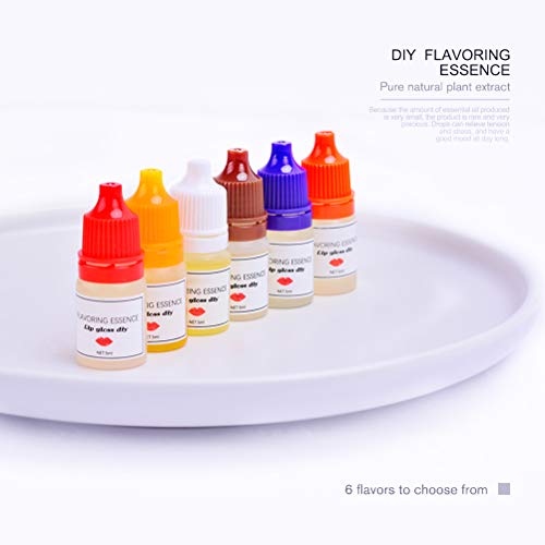 Mlamat Flavoring Essence DIY Lip Gloss Drops,6 Botellas 5ml Esencia Saborizante DIY Lip Gloss Gotas para lápiz labial