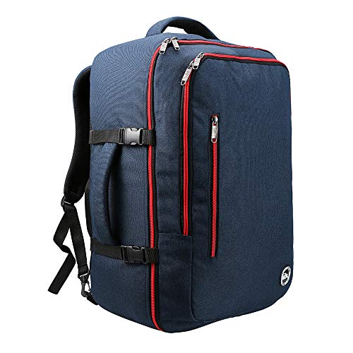 Mochila de Viaje. Mochila de Cabina aprobada para Vuelos como Equipaje de Mano. 55 x 40 x 20 (Azul Marino/Rojo)