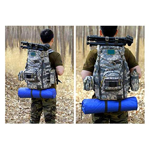 Mochila Senderismo Yuan Ou Mochila táctica Militar de 60L para Hombre, Mochila de Nailon para Viaje, Mochila para Acampar, Escalada, Bolsa para montañismo, Deporte, Caqui al Aire Libre