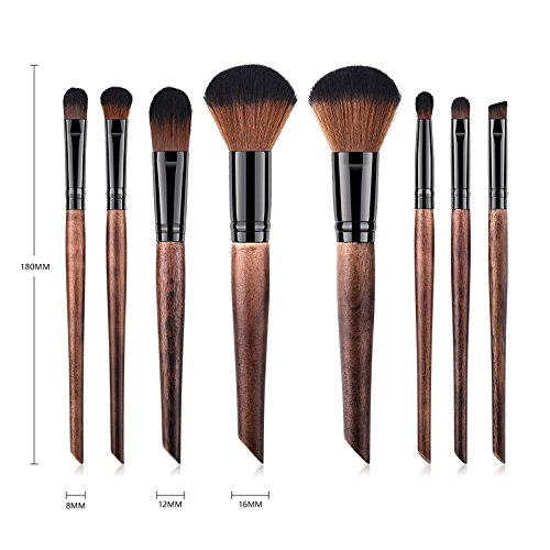 Monbedos Set de pinceles de maquillaje profesional Cepillo corrector rubor Cepillo de difusión de polvo líquido Enviar paquete Marrón, tamaño: 24 * 12 * 3 cm 8 pieza