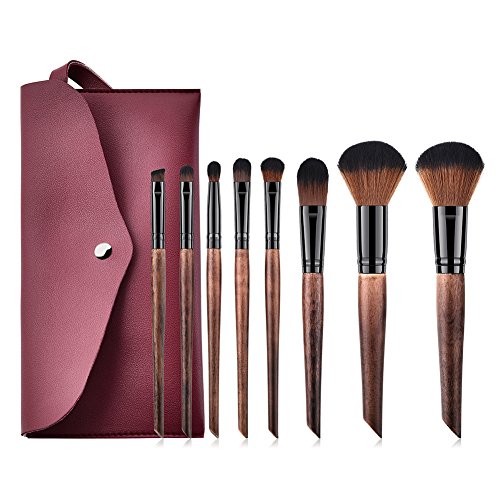 Monbedos Set de pinceles de maquillaje profesional Cepillo corrector rubor Cepillo de difusión de polvo líquido Enviar paquete Marrón, tamaño: 24 * 12 * 3 cm 8 pieza