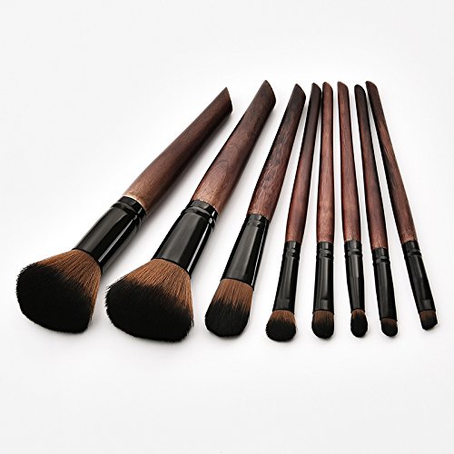 Monbedos Set de pinceles de maquillaje profesional Cepillo corrector rubor Cepillo de difusión de polvo líquido Enviar paquete Marrón, tamaño: 24 * 12 * 3 cm 8 pieza