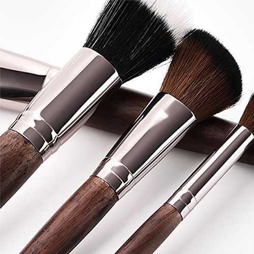 Monbedos Set de pinceles de maquillaje profesional Juego de pala Cepillo de difusión de polvo líquido Cepillo corrector rubor Marrón, tamaño: 22 * 15 * 1.6 cm 11 pieza