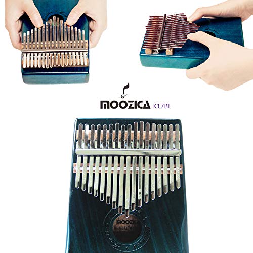 Moozica 17 teclas Kalimba, piano marimba de pulgar de madera de tono sólido de alta calidad con estuche protector e instrucción de aprendizaje (Mahogany-K17BL)