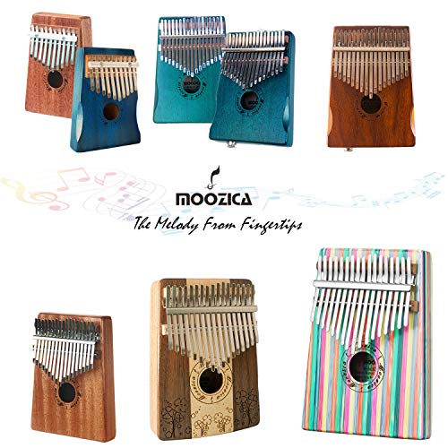 Moozica 17 teclas Kalimba, piano marimba de pulgar de madera de tono sólido de alta calidad con estuche protector e instrucción de aprendizaje (Mahogany-K17BL)