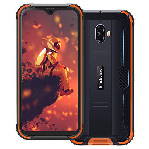 Movil Resistente, Blackview BV5900 Smartphone 4G con 5.7" HD+ IPS (3GB+32GB, 13MP/0.3MP+5MP, Batería 5580mAh, Android 9.0, MT6761, Dual Sim) Movil Antigolpes, IP69K/NFC/Face ID/GPS/Brújula-Naranja