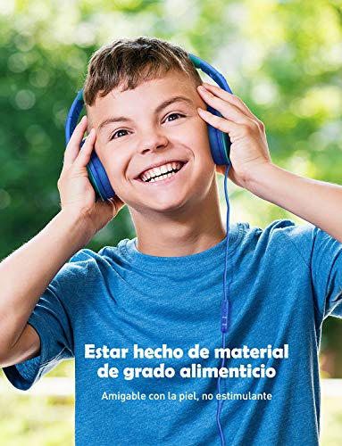 Mpow CH6S Auriculares para Niños con Micrófono, 85dB/94dB Volumen Limitado, Material Seguro, Puerto para Compartir, Duradero, Cómodo, Ajustable, Plegable, Auriculares de Diadema para Niños