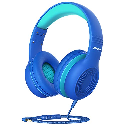 Mpow CH6S Auriculares para Niños con Micrófono, 85dB/94dB Volumen Limitado, Material Seguro, Puerto para Compartir, Duradero, Cómodo, Ajustable, Plegable, Auriculares de Diadema para Niños